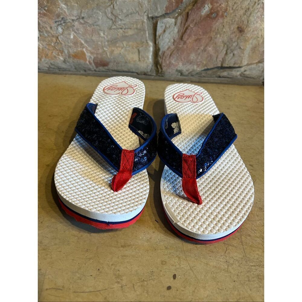Juicy Couture Americana Sequin Wedge Flip Flops Women’s Size 11